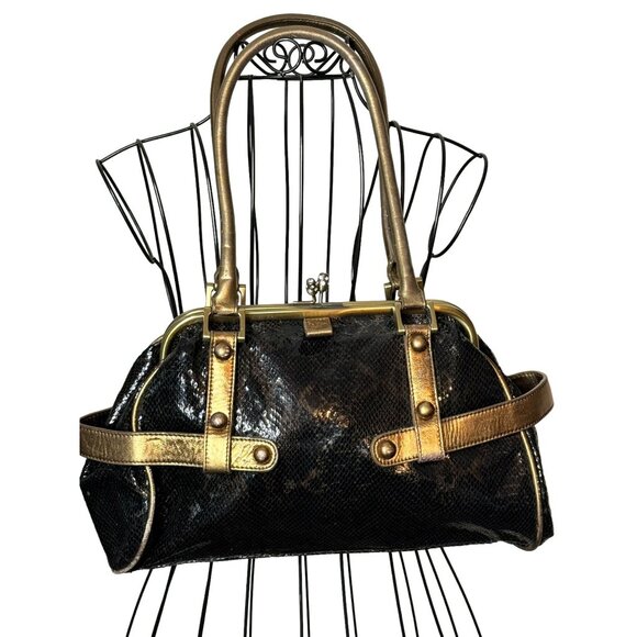 The Find Metallic Snakeskin Embossed Leather Handbag - Picture 2 of 10